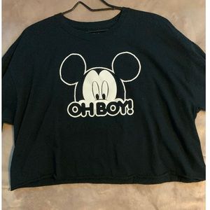 A black mickey mouse crop top